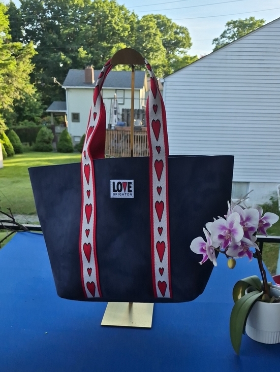 Brighton Handbags - BRIGHTON ♥️ "VELVETEEN LOVE TOTE" 💙Suede & Smooth Leather 🤍 Cotton Straps